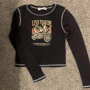 BLACK MOTORCYCLE CROP TOP 👚